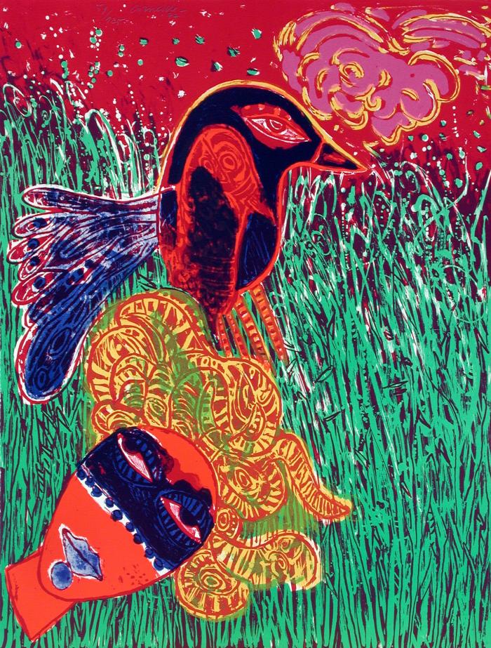 La femme masquée comme pour une fête, fête de l'herbe, fête de l'oiseau (The Masked Woman as for a Festival, Grass Festival, Bird Festival) from the portfolio L'Enchantement de l'été (The Enchantment of Summer)