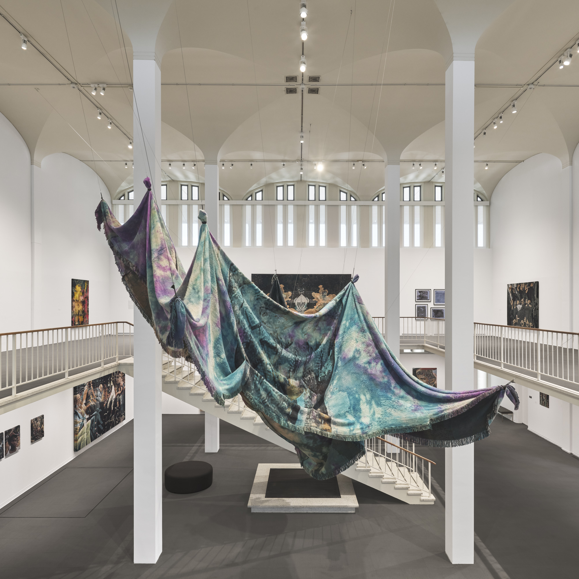 The exhibition Noel W Anderson: Black Excellence in the vast interior of the University Art Museum. 